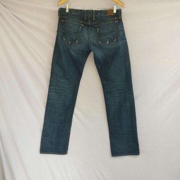 LB RILEY BOOTCUT JEANS in distressed BLUE WASH w4/27 +MEASUREMENTS - Picture 2 of 9
